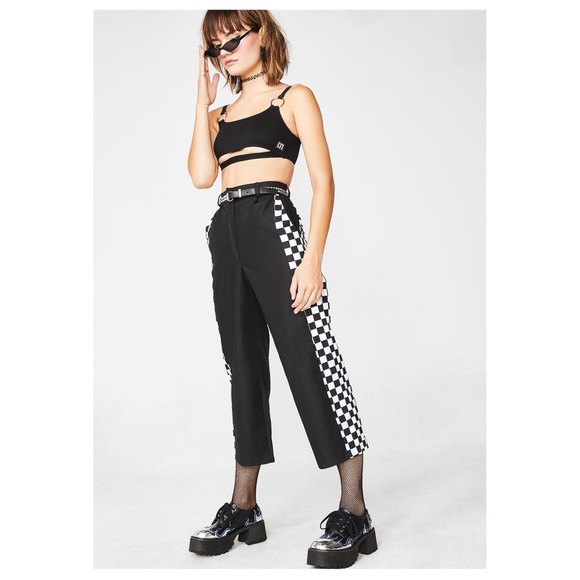 NWOT black check wide leg trousers from Dolls Kill - Picture 2 of 8